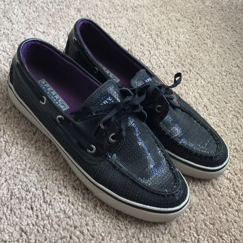 SOLD ON Ⓜ️- Black sequin sperrys - Picture 2 of 6